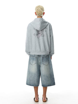 Puppy Zip Hoodie – am Model, Grau, Ganzkörper von hinten | XoKool