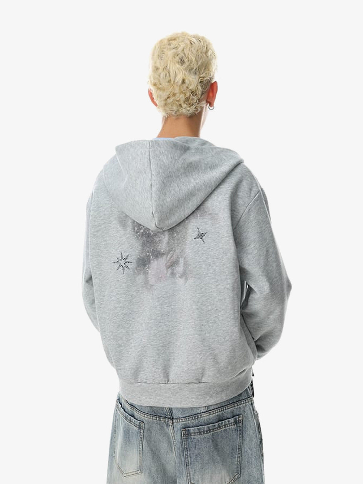 Puppy Zip Hoodie – am Model, Grau, Rückansicht | XoKool