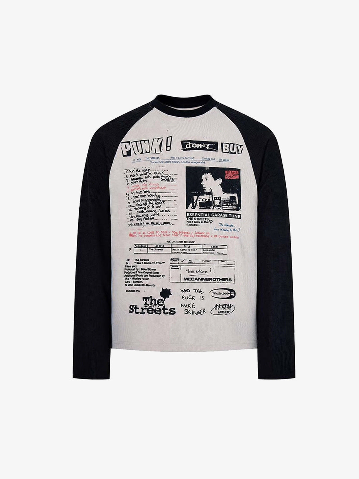 Raglan Long Sleeve Shirt with Newspaper Print – Front flat lay | XoKool