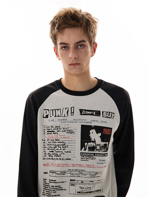 Raglan Long Sleeve Shirt with Newspaper Print – On model, front close | XoKool