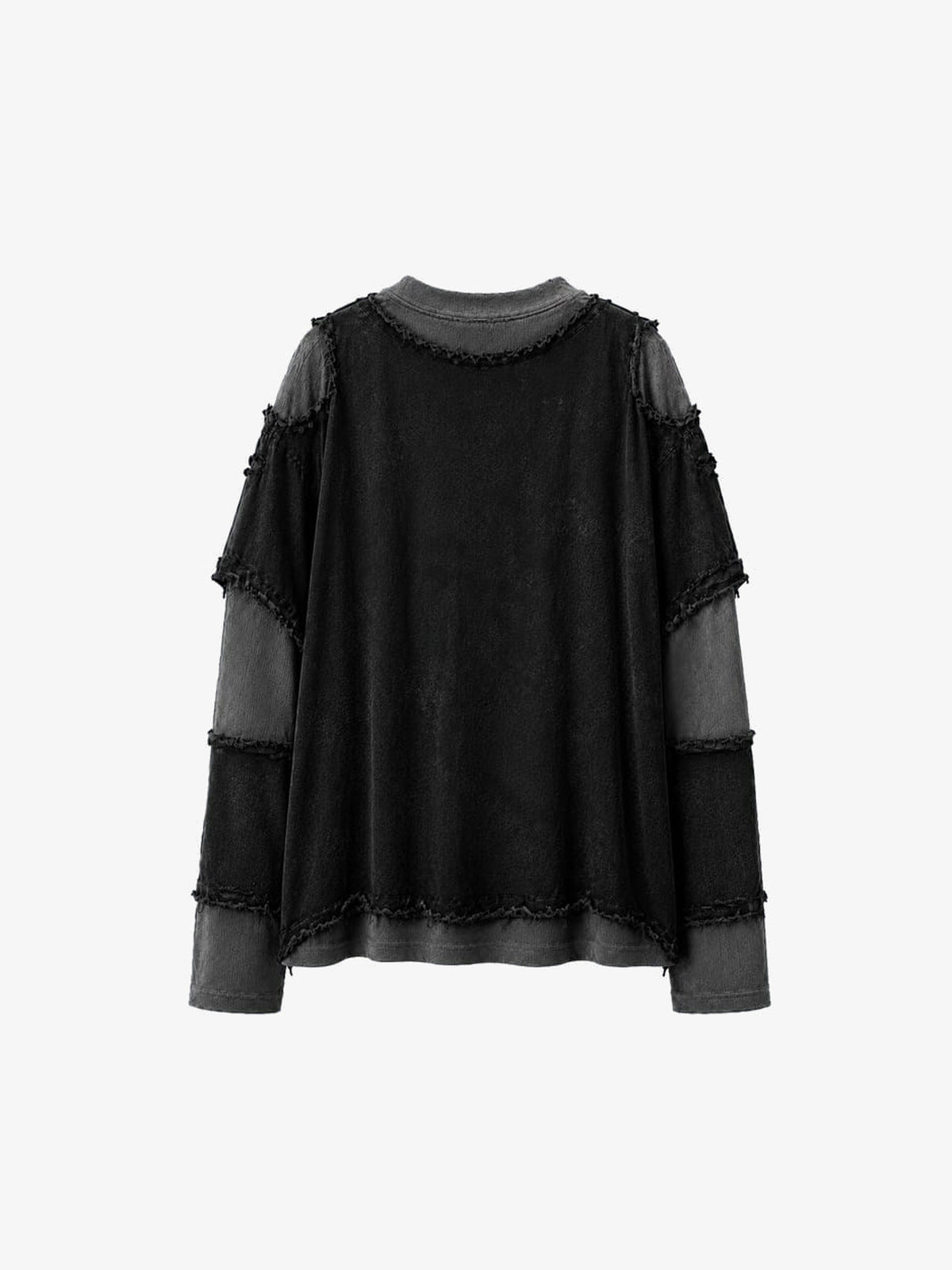 Layered raw edge tee – Black, back view | XoKool