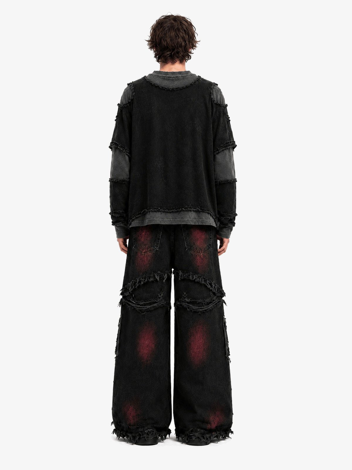 Layered raw edge tee – on model, back | XoKool