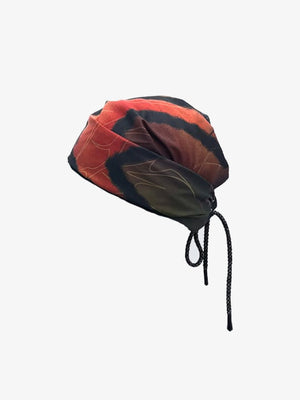 Rotes Bandana-Kopftuch mit abstraktem Print und Kordelzug – Rot, abstrakter Print, Produktansicht mit Kordelzug | XoKool