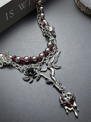 Red bead choker – close-up on dark surface | XoKool