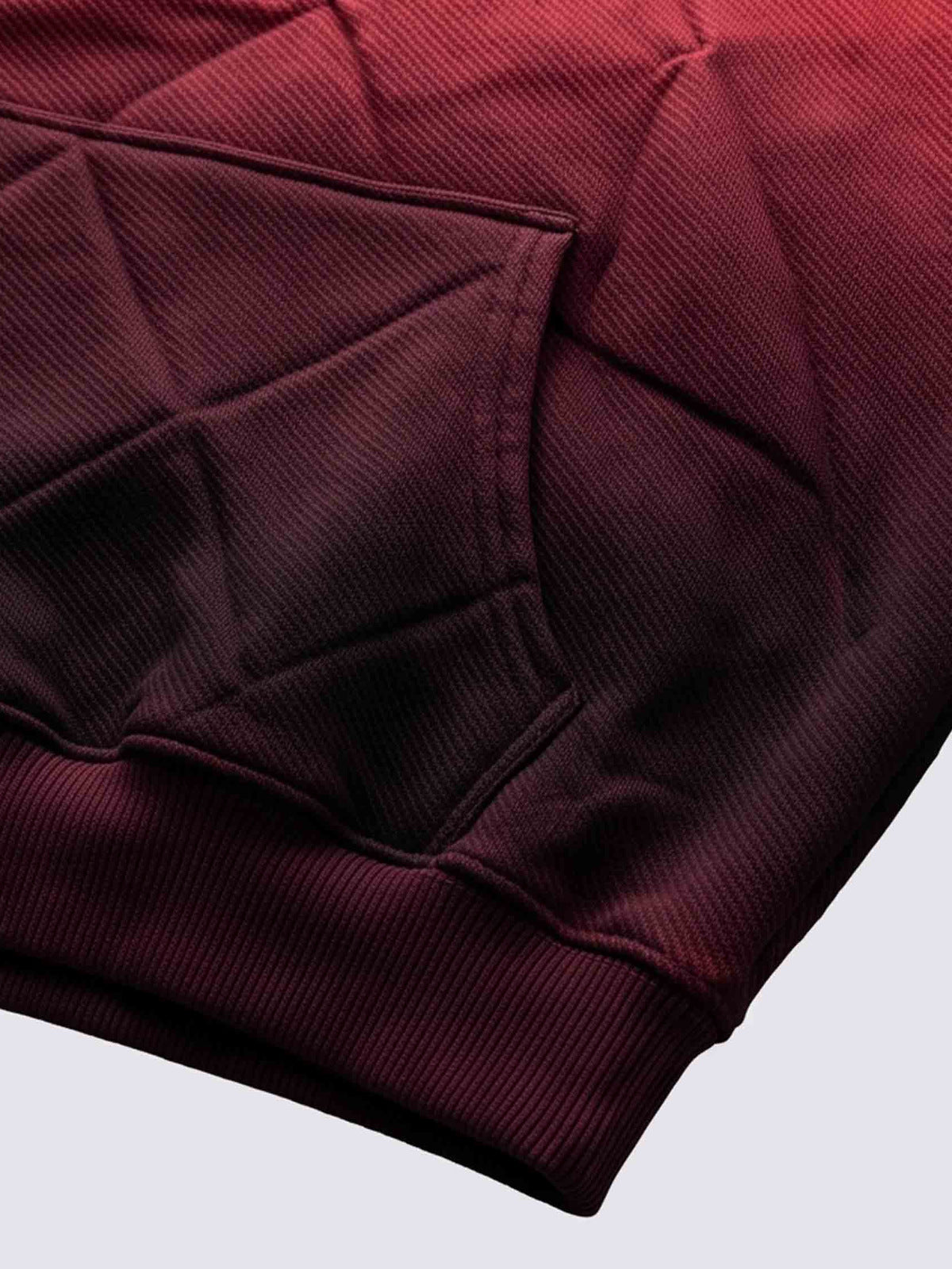 Ombre oversized hoodie – pocket seam close-up | XoKool