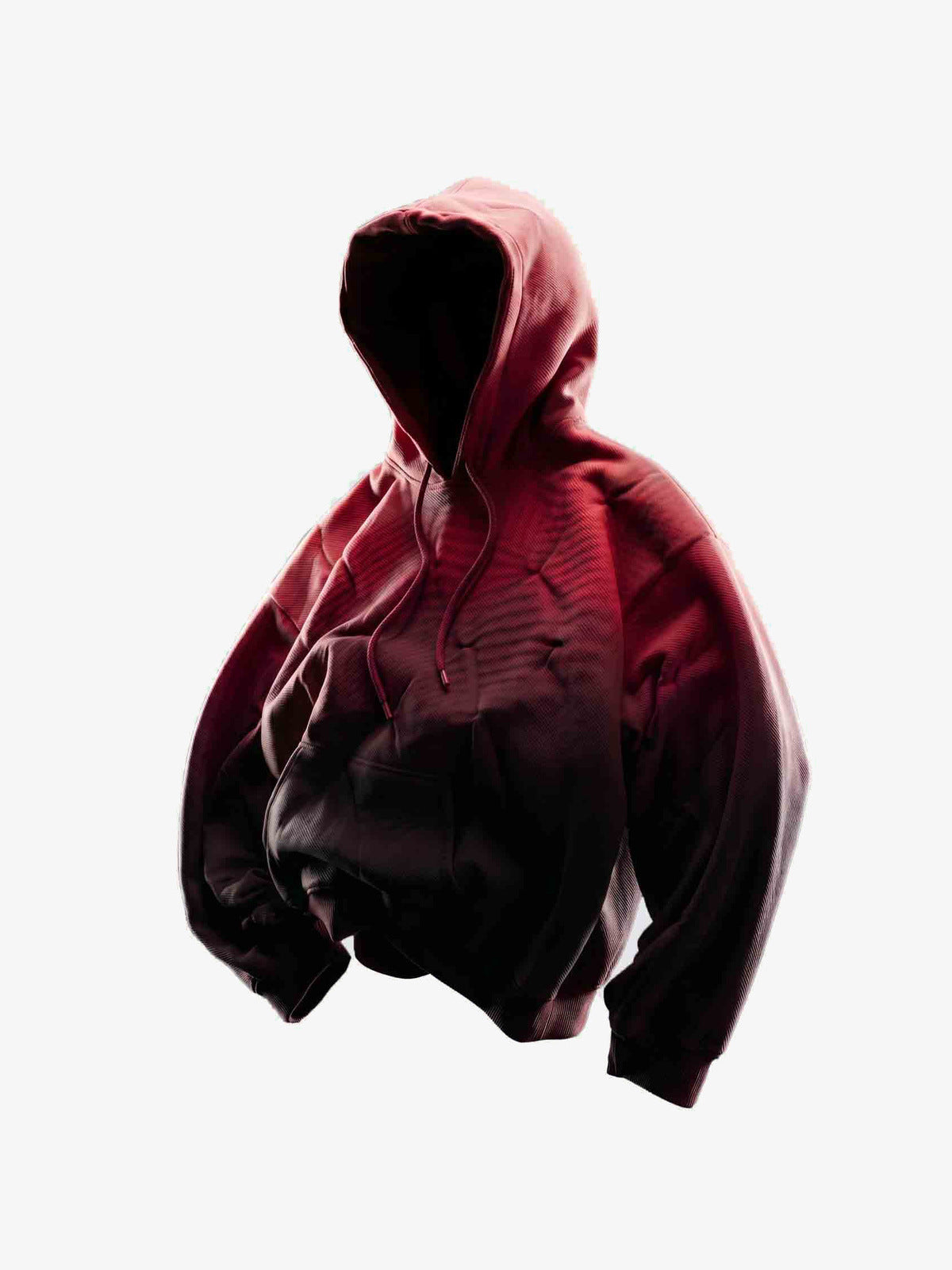 Rot-schwarzer Ombre Oversized Hoodie – Seitenansicht | XoKool