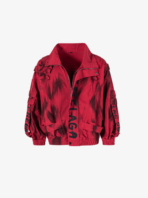 Chaqueta de cuello alto con estampado spray rojo y negro – rojo, vista frontal | XoKool