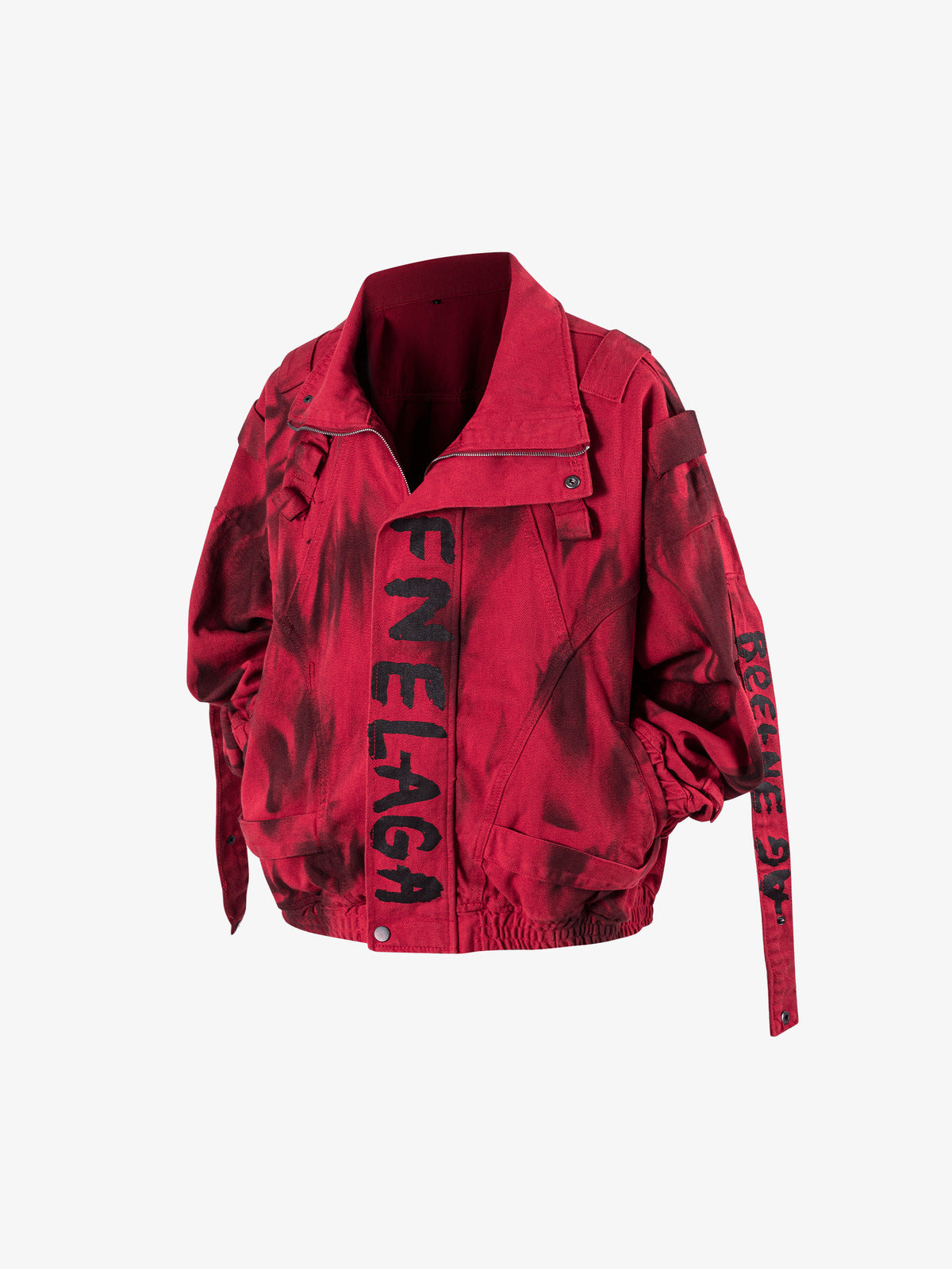 Chaqueta roja con estampado spray – vista lateral | XoKool
