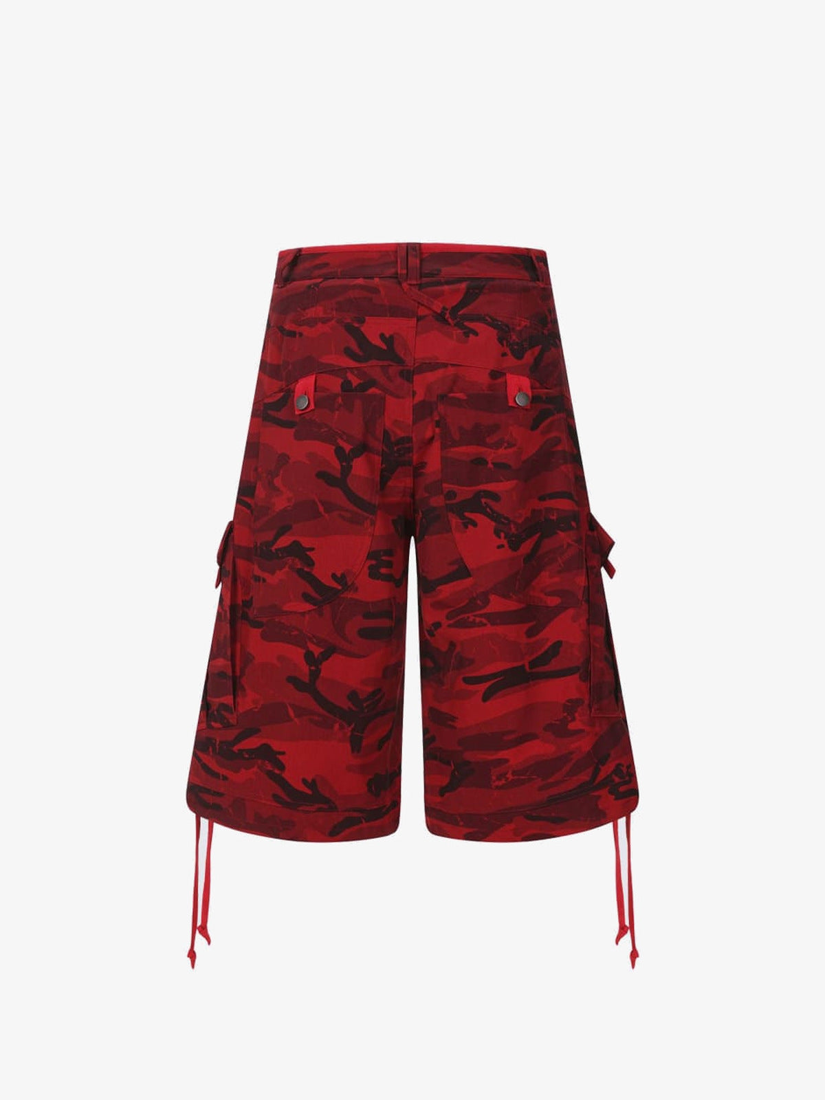 Rote Camo Wide Leg Cargoshorts – Rückseite flach | XoKool