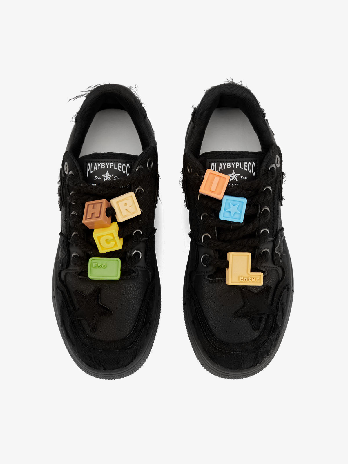 Zapatillas skate negras con estrellas – vista superior | XoKool