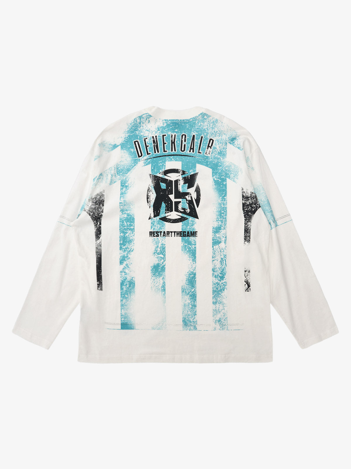 Layered Long Sleeve Soccer Jersey with Blue Stripes – back flat | XoKool