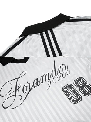 Polo collar soccer shirt – Black-trim, collar and print close-up | XoKool