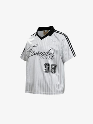 Polo collar soccer shirt – Black-trim, front angled | XoKool