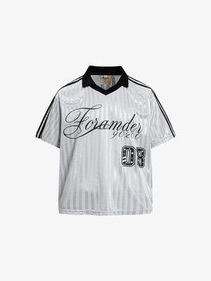 Retro Soccer Shirt with Polo Collar – Black-trim, front view | XoKool