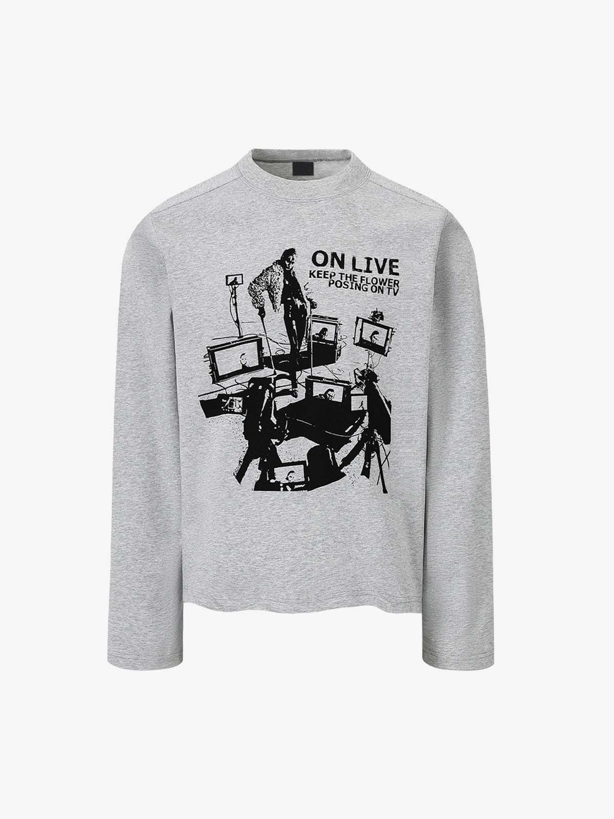 TV collage long sleeve – Heather Grey, front view | XoKool