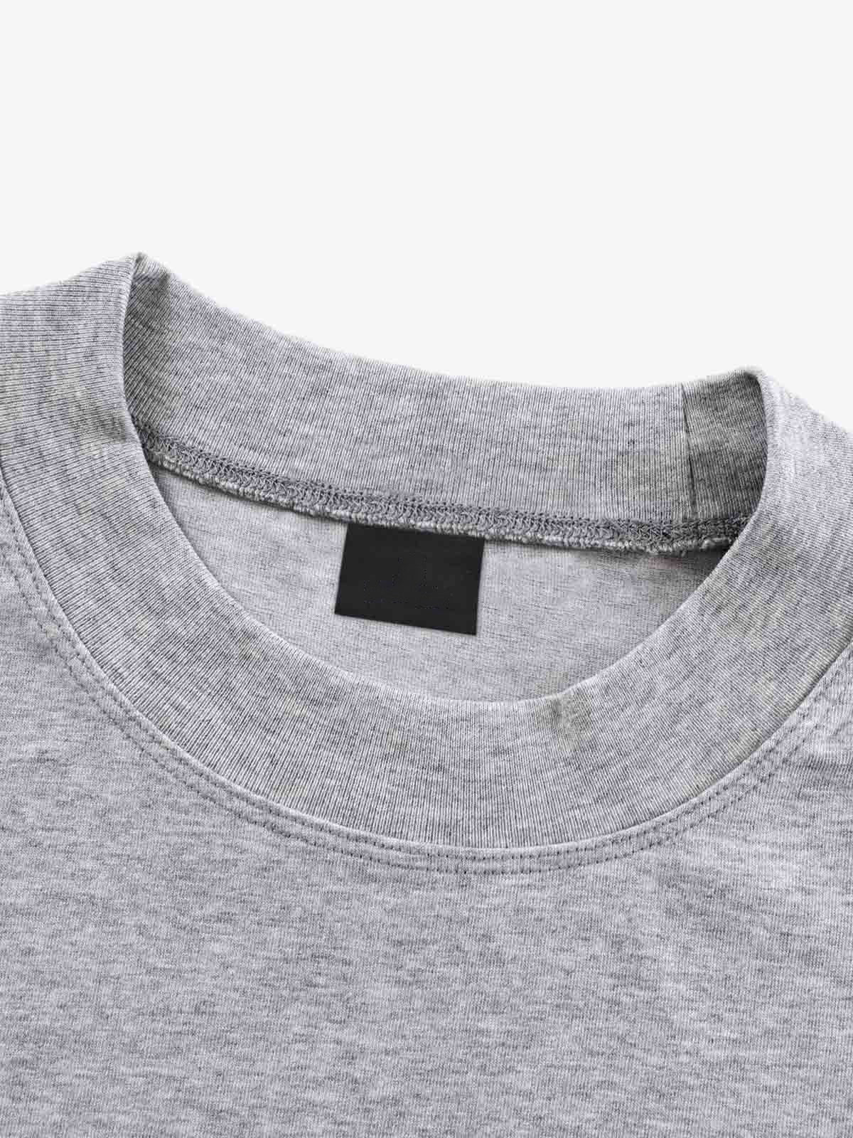 TV collage long sleeve – Heather Grey, inner neck close-up | XoKool