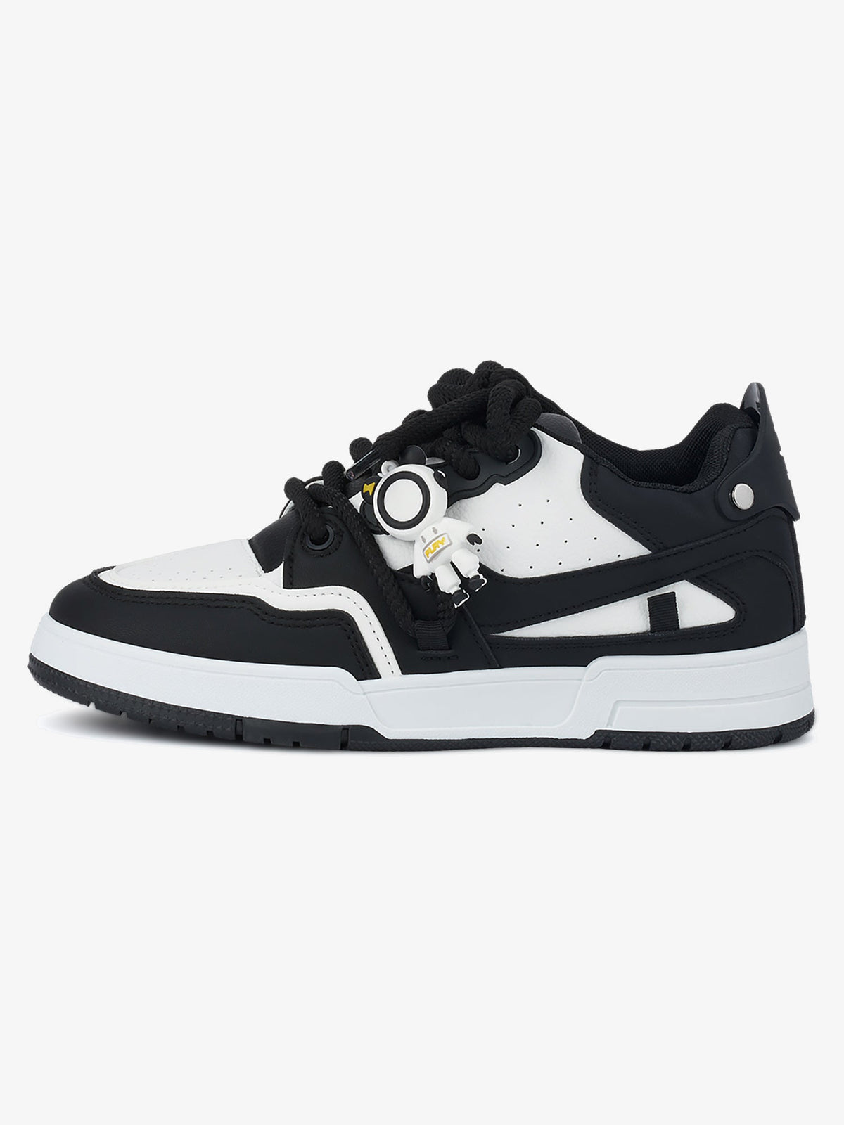 Rope Lace Skate Sneakers with Figure Charm – Black, side | XoKool
