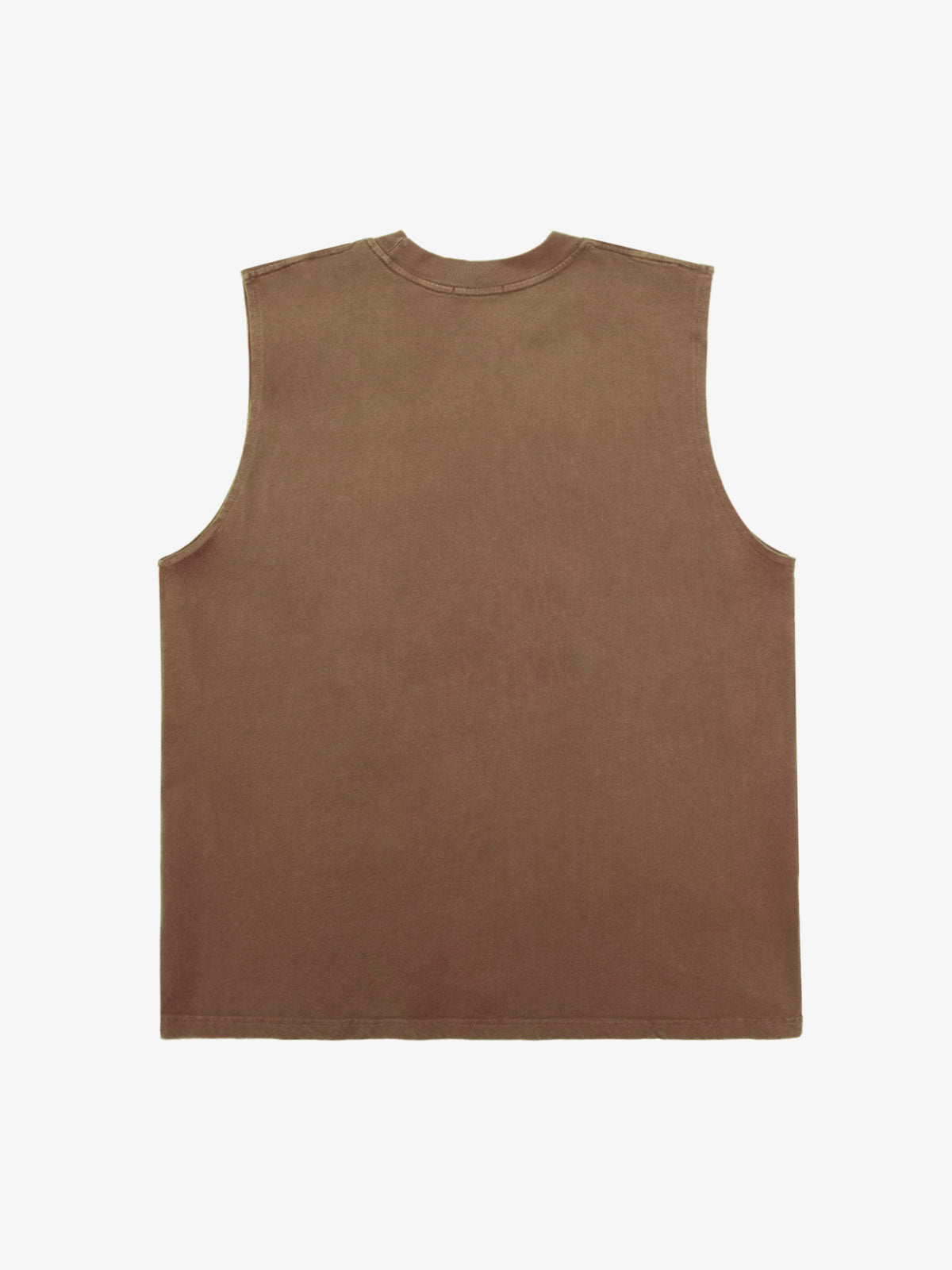 Camiseta sin mangas oversize efecto lavado – Marrón, vista trasera | XoKool