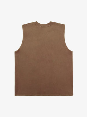 Camiseta sin mangas oversize efecto lavado – Marrón, vista trasera | XoKool