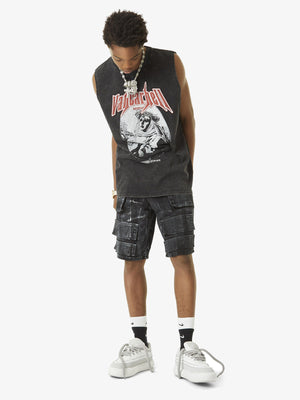 Camiseta sin mangas oversize efecto lavado – en modelo, cuerpo entero | XoKool