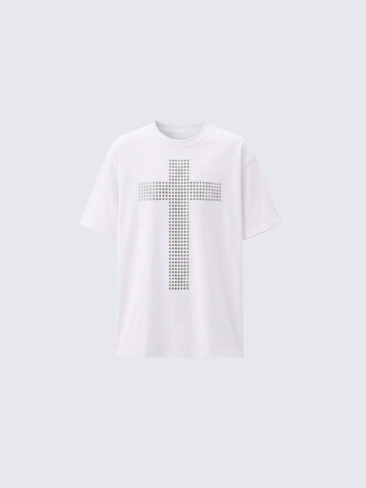 Camiseta blanca con cruz de strass – blanco, vista frontal | XoKool