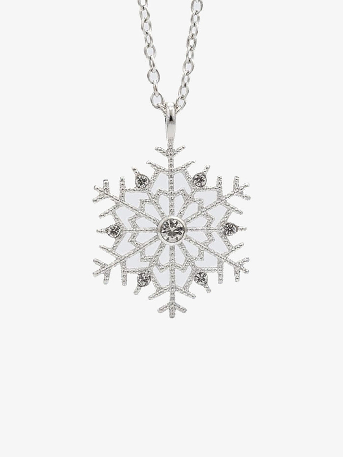 Rhinestone Snowflake Pendant Necklace – Silver, pendant product shot | XoKool