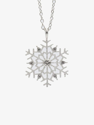 Rhinestone Snowflake Pendant Necklace – Silver, pendant product shot | XoKool