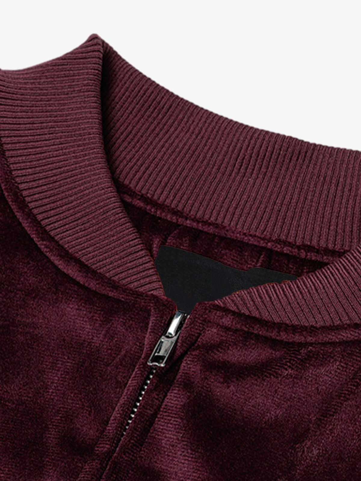 Rhinestone Velvet Bomber Jacket – Burgundy, collar | XoKool