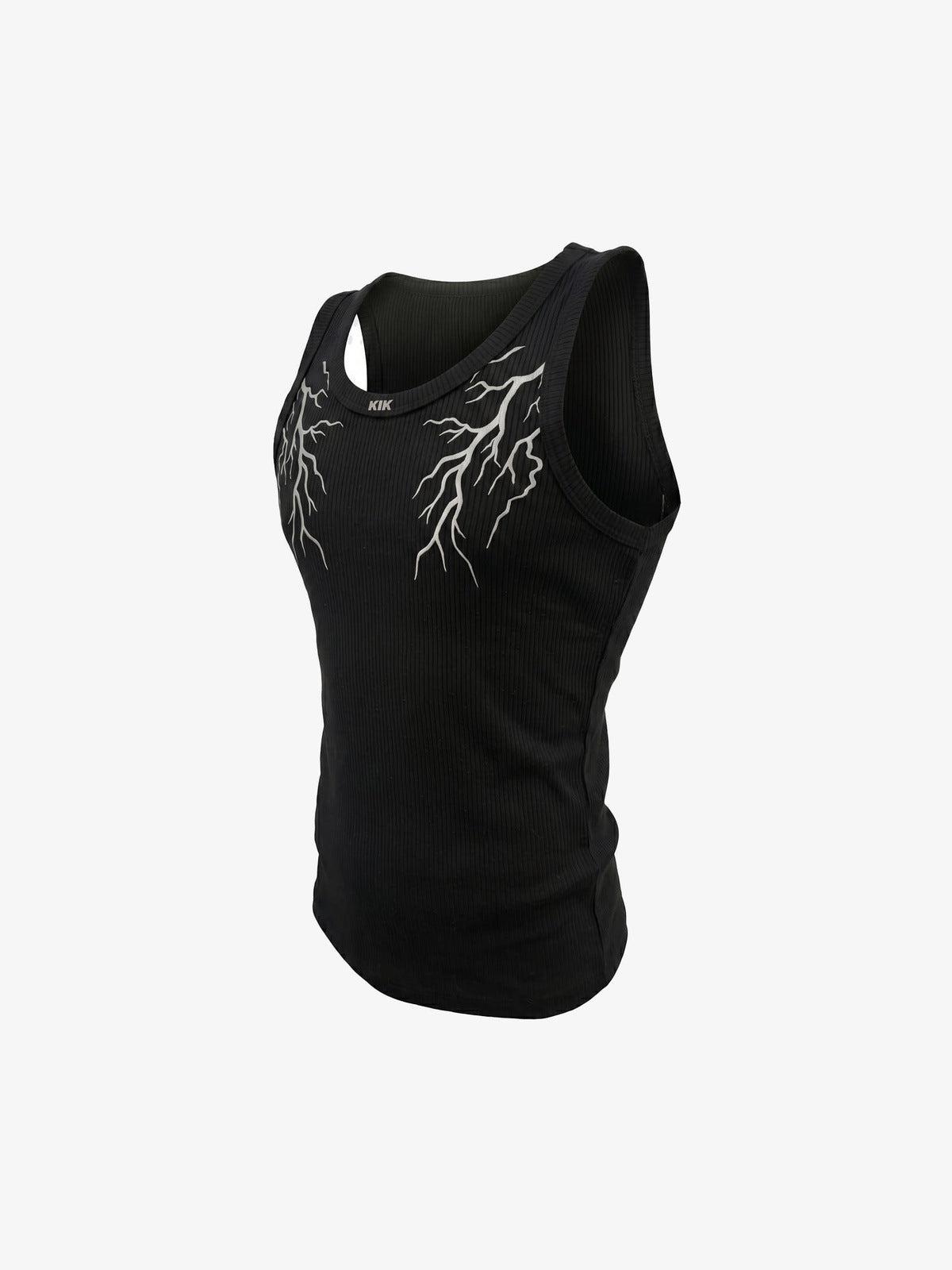 Bolt graphic tank top – Black, side flat | XoKool