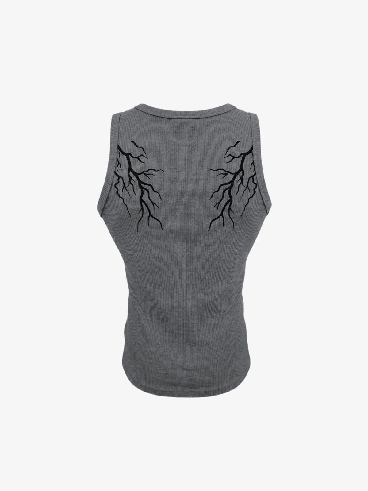 Bolt graphic tank top – Grey, back flat | XoKool