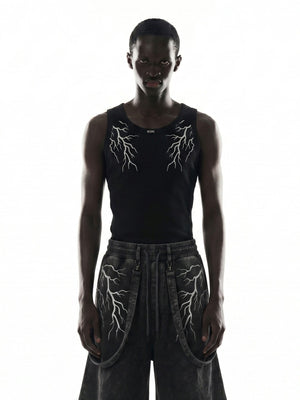Bolt graphic tank top – on model, front | XoKool