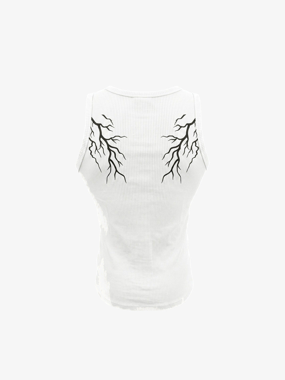Bolt graphic tank top – White, back flat | XoKool