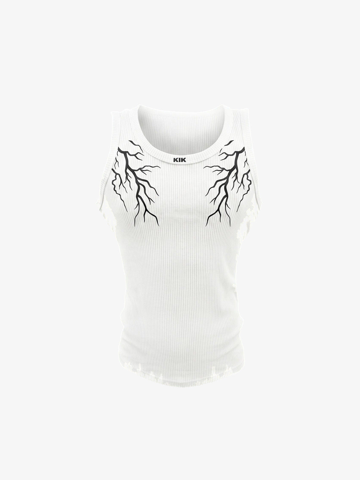 Bolt graphic tank top – White, front flat | XoKool