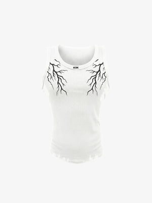 Bolt graphic tank top – White, front flat | XoKool