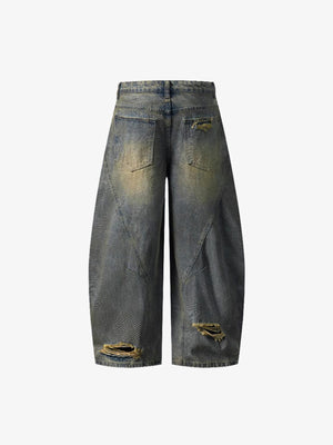 Zerrissene Barrel Jeans in Dirty Wash – Rückseite flach | XoKool