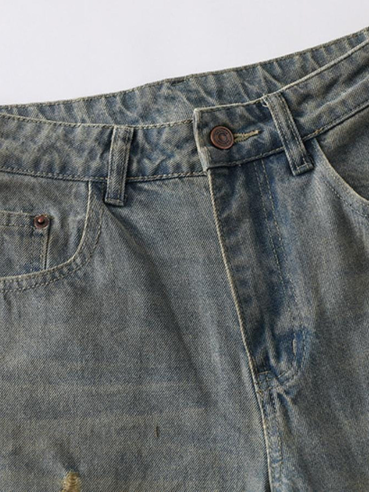 Zerrissene Barrel Jeans in Dirty Wash – Bund und Schlitz im Detail | XoKool