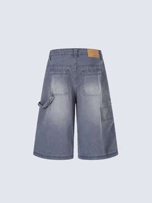 Carpenter Jorts im Used-Look mit Rissen – Rückansicht flach | XoKool