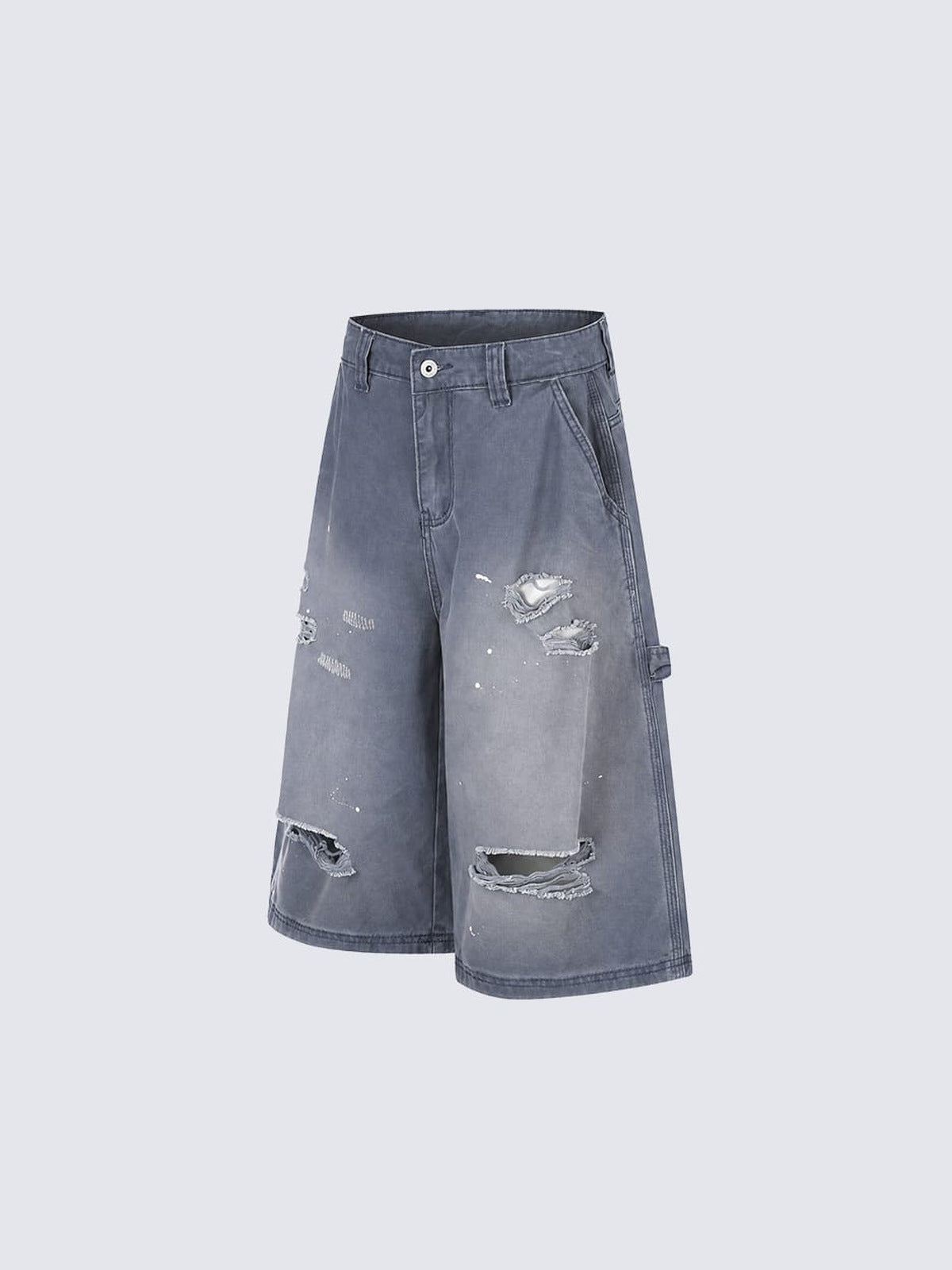 Carpenter Jorts im Used-Look mit Rissen – Seitenansicht flach | XoKool