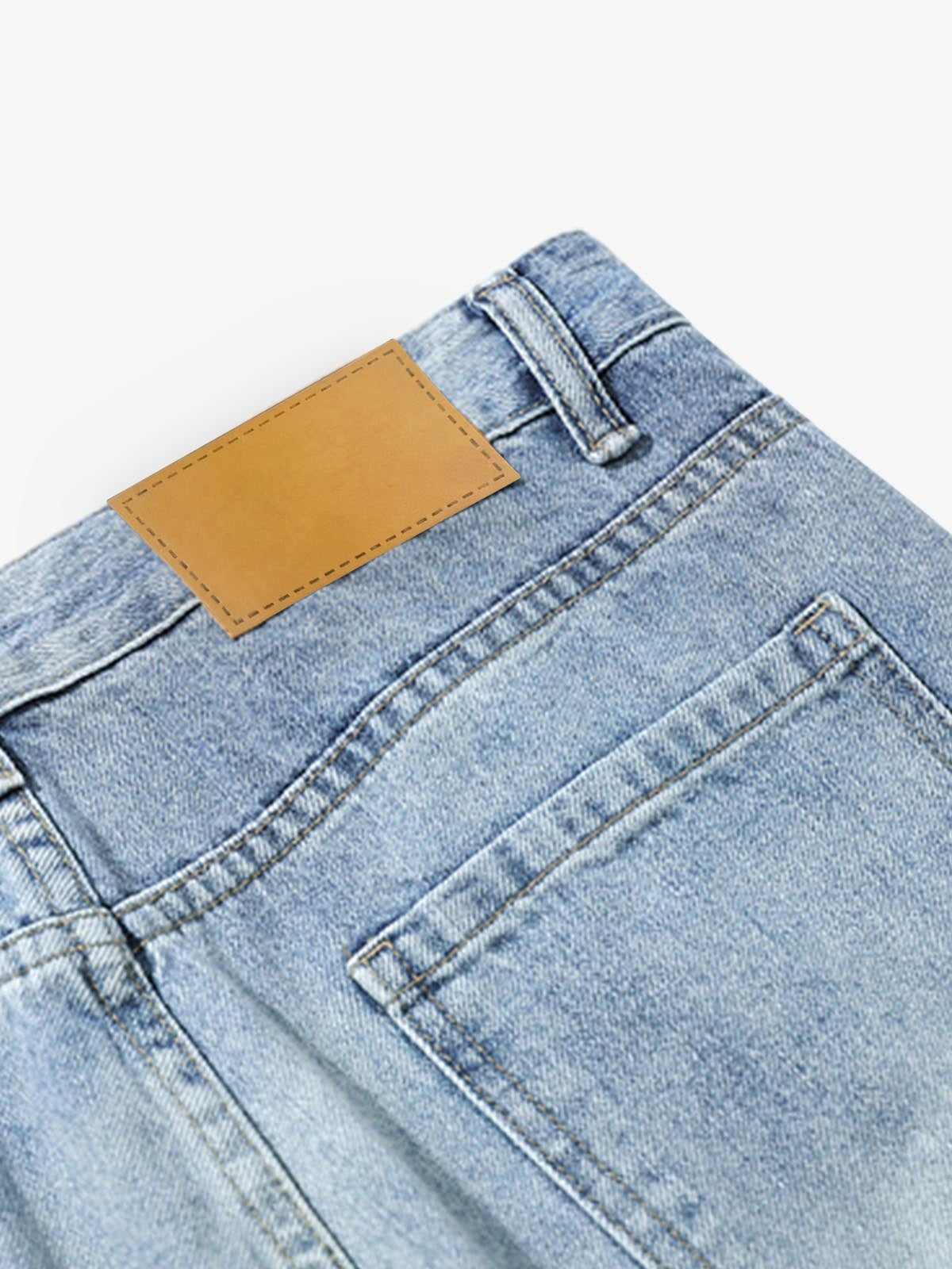 Ripped Flare Jeans – Back pocket + leather patch close-up | XoKool