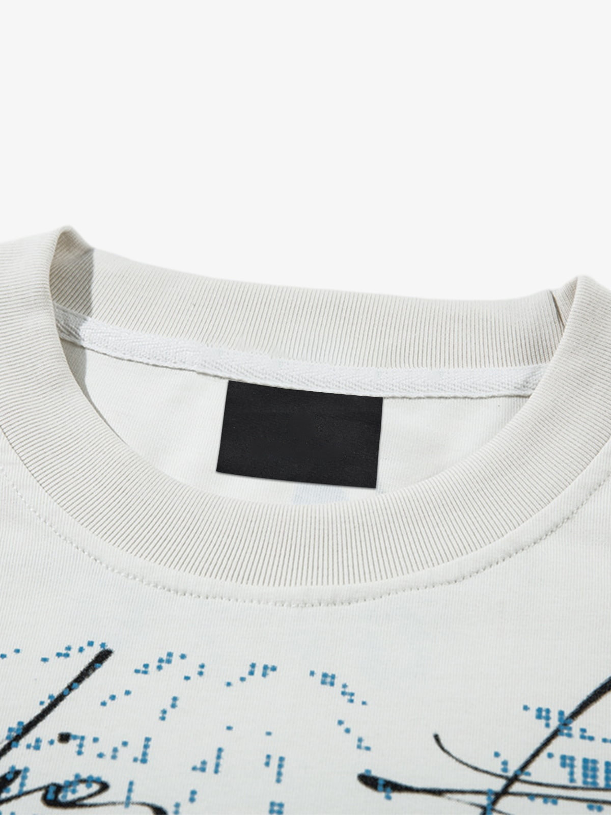 Layered script tee – Off-White, inner neck close-up | XoKool