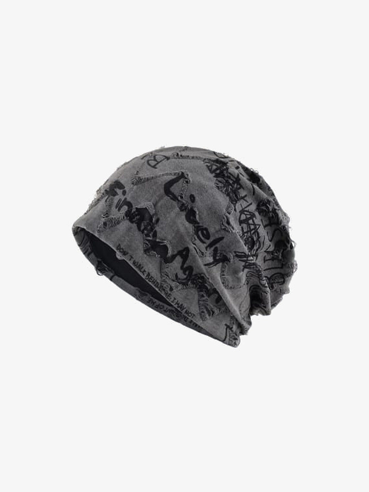 Slouchy Beanie aus dünnem Jersey mit Schriftzug-Print – graue Beanie, Seitenansicht | XoKool