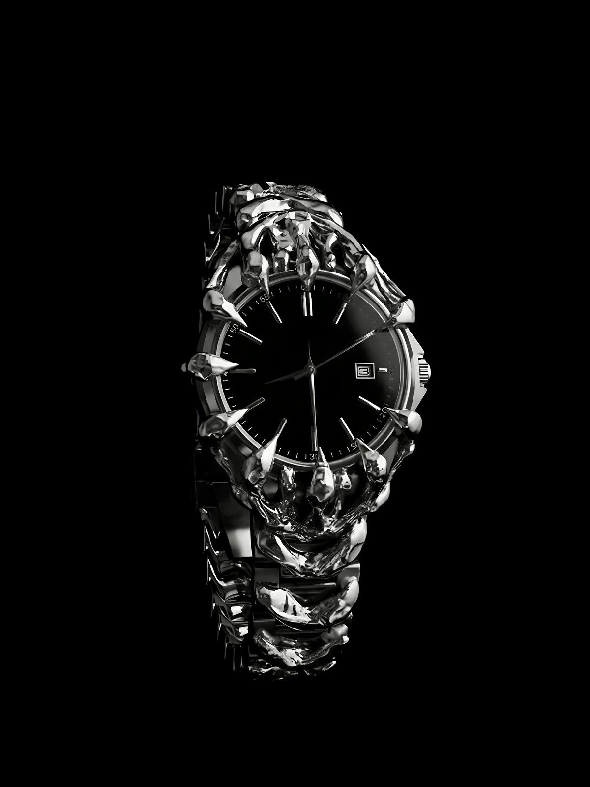 Claw bracelet watch – Black dial, front | XoKool