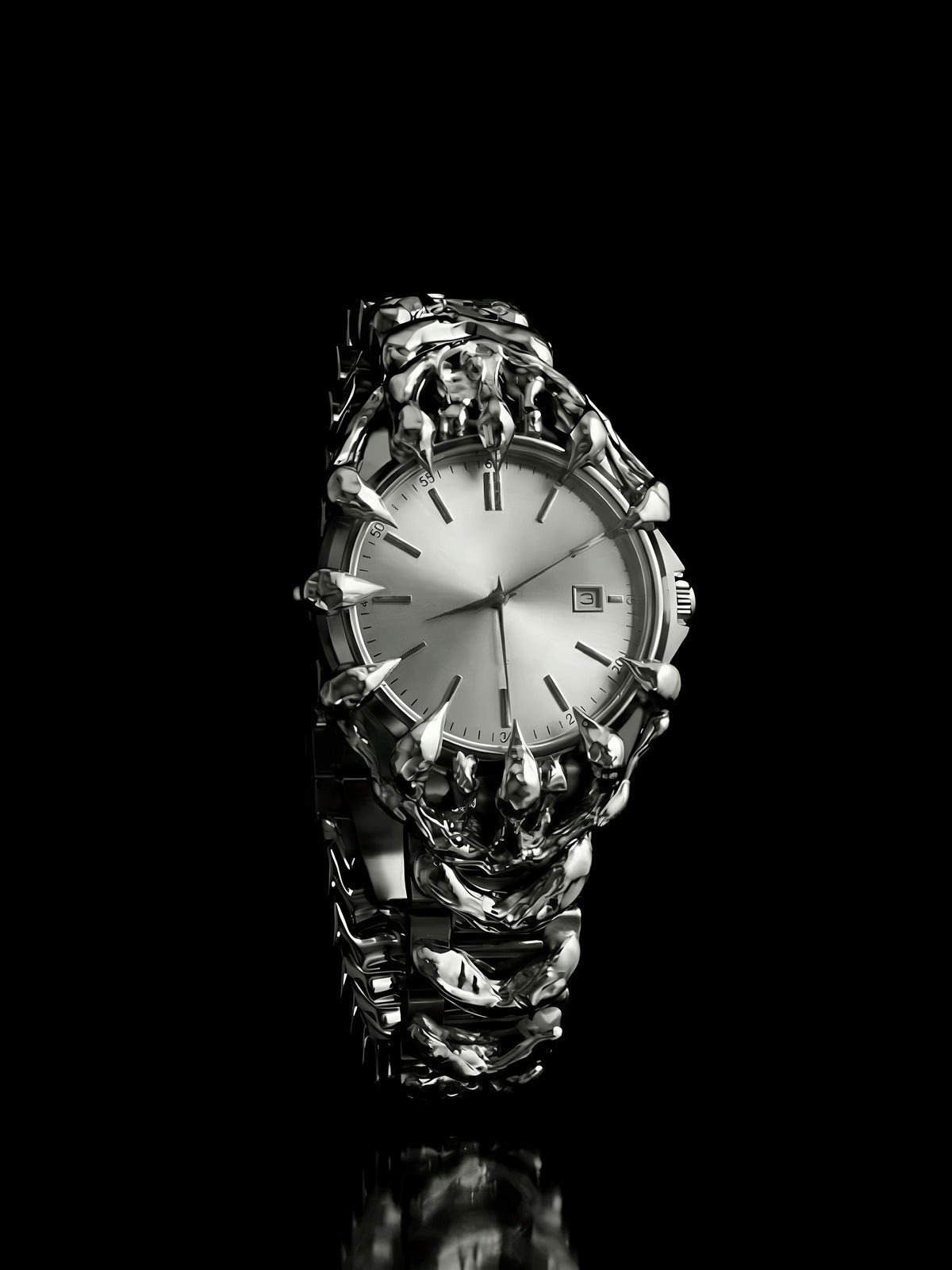 Claw bracelet watch – White dial, front | XoKool