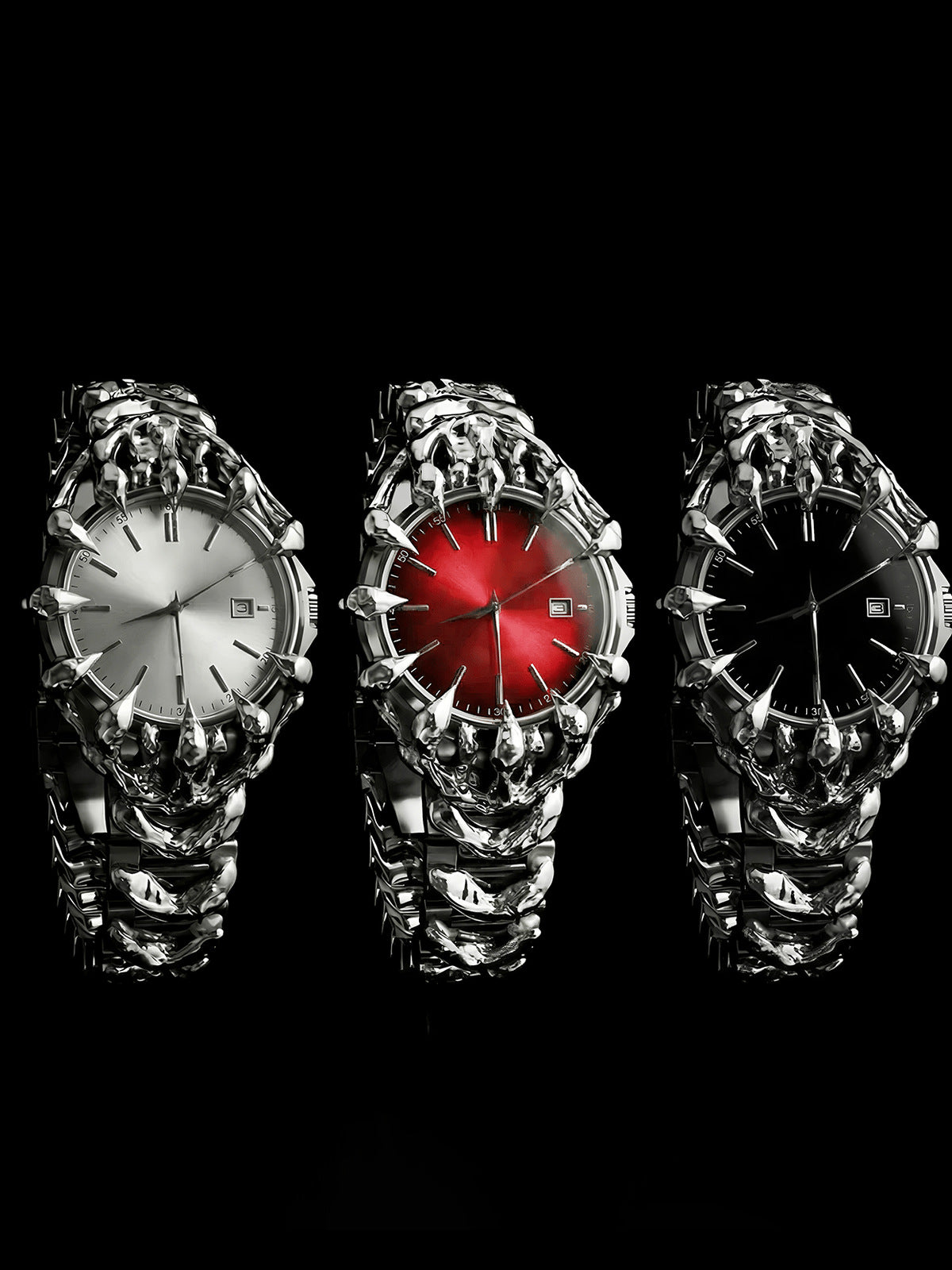 Sculpted Claw Bracelet Watch with Sunburst Dial – White, Red, Black dials | XoKool
