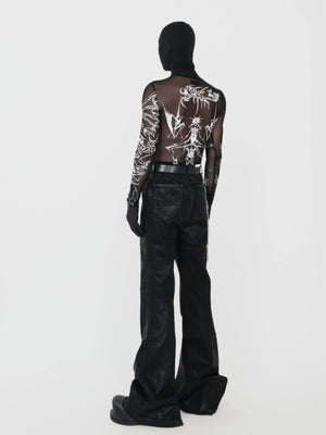 Mesh long sleeve top – on model, back full length | XoKool