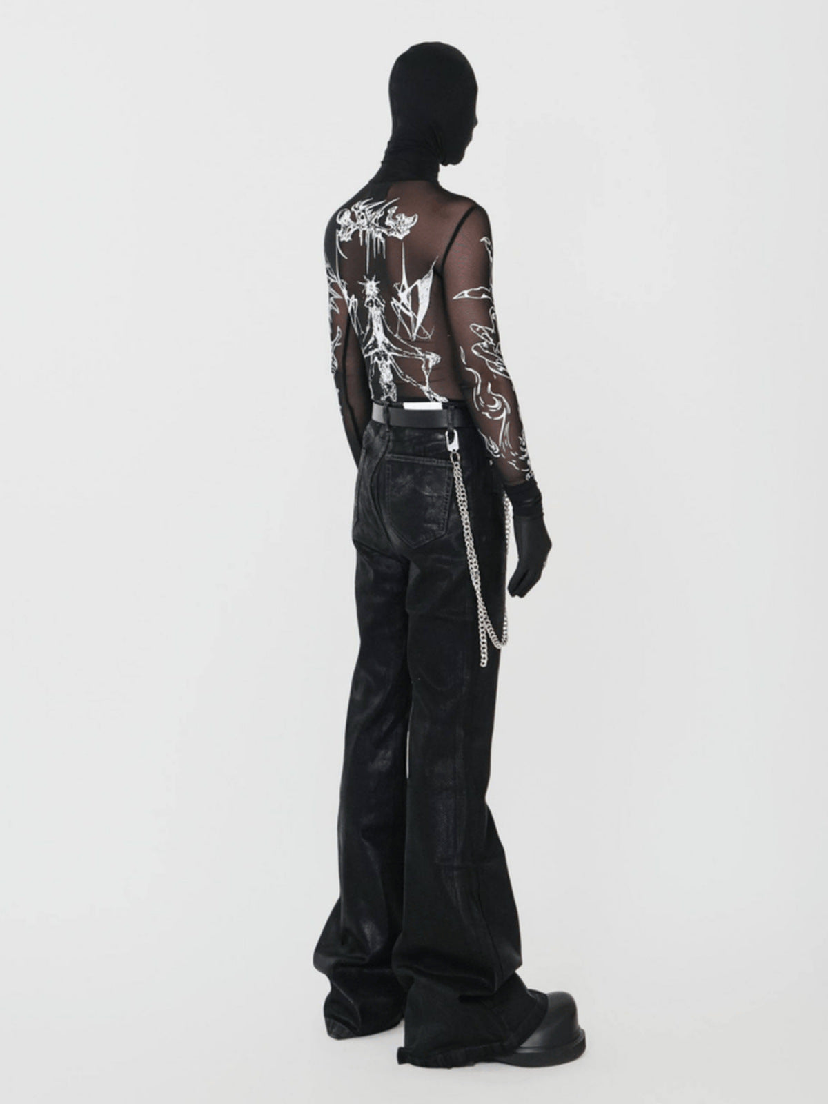 Mesh long sleeve top – on model, back full length | XoKool