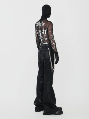 Mesh long sleeve top – on model, back full length | XoKool