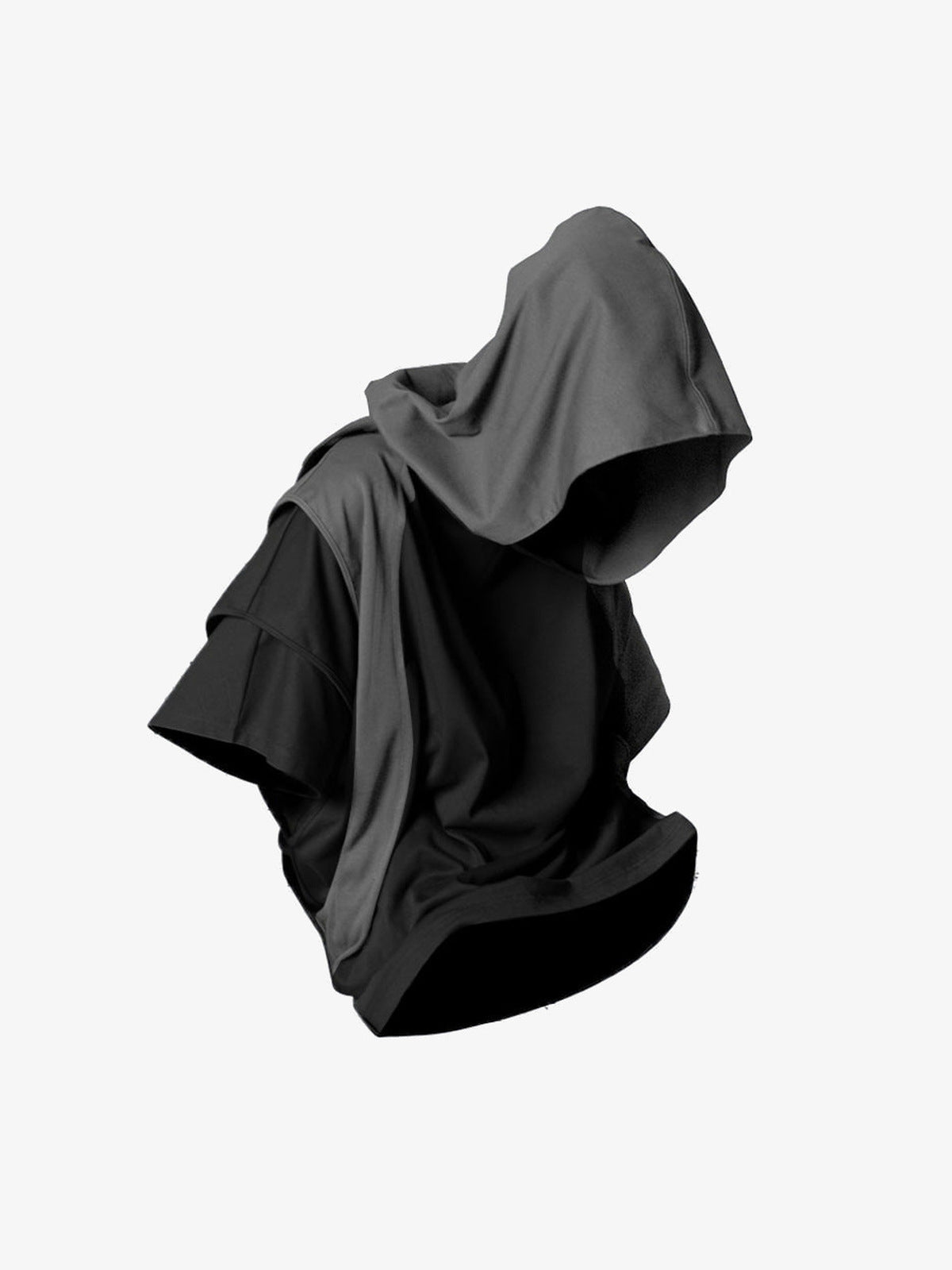 Kurzarm-Hoodie mit Oversized Schal-Kapuze – Ansicht von vorn schräg | XoKool