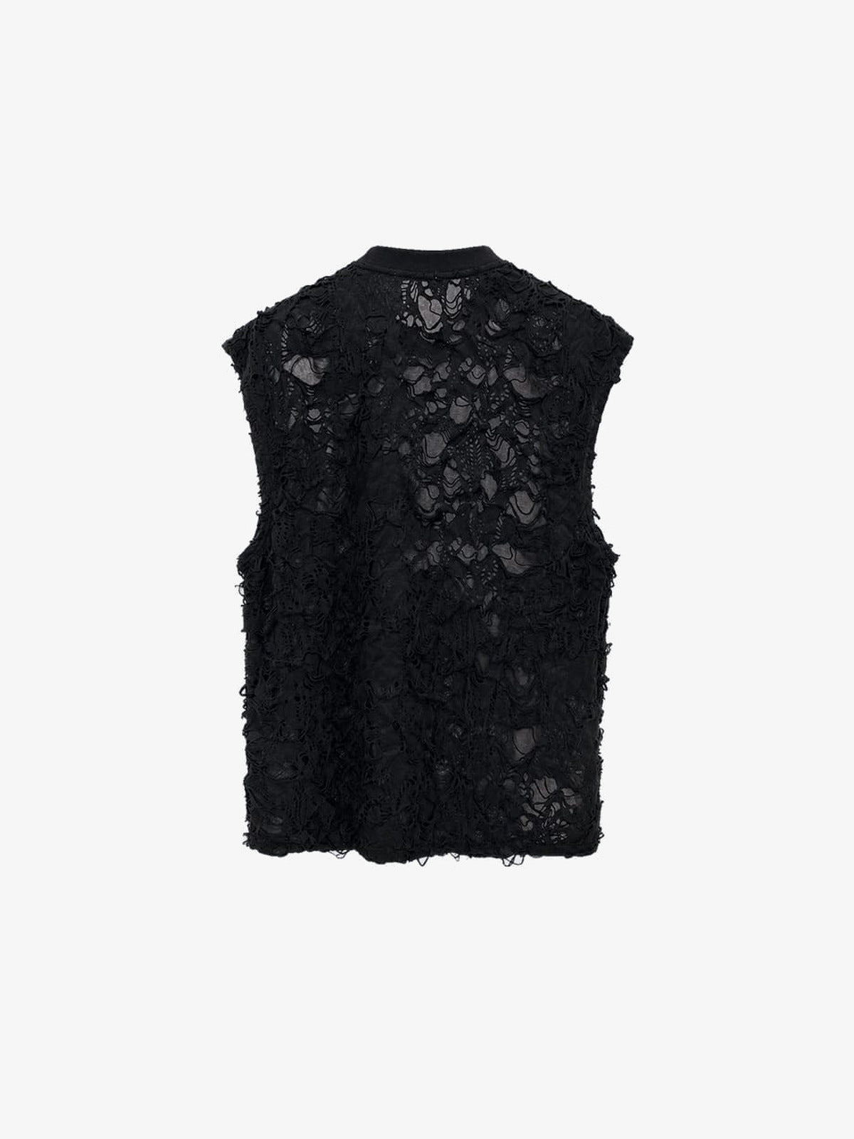 Shredded Gothic Tank Top with Star Panels – Black, back flat | XoKool