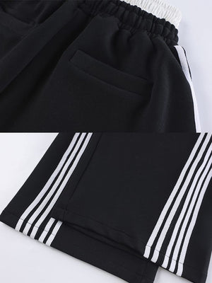 Side stripe sweatpants – Black waistband and hem close-ups | XoKool